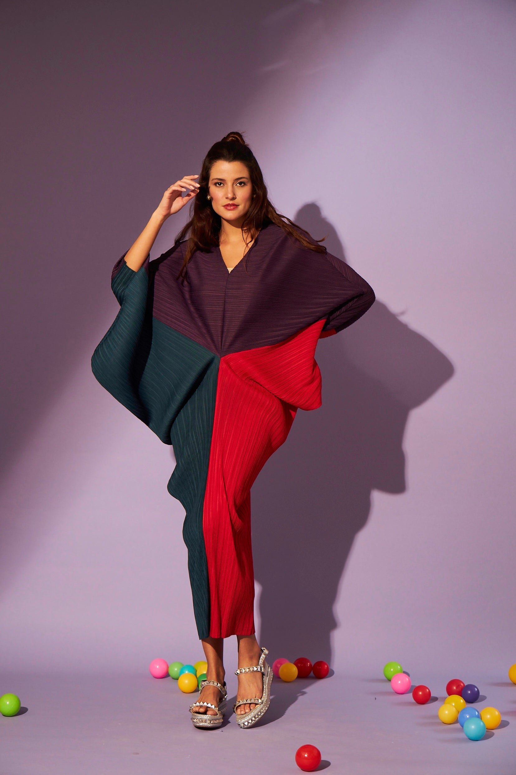 Kimono Kitsch Dress - Teal and Red