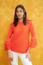 Load image into Gallery viewer, Rebecca Ruffle Sleeve Top- Orange