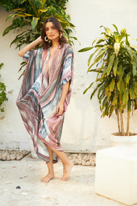 Rossanna Satin Cowl Dress - Mystic Pink Palette