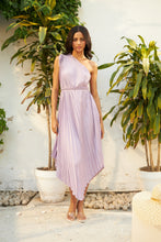 Load image into Gallery viewer, Vivian One Shoulder Pleated Satin Dress - Lavender