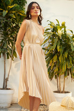 Load image into Gallery viewer, Vivian One Shoulder Pleated Satin Dress - Champagne