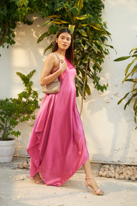 Vivian One Shoulder Satin Dress - Blush
