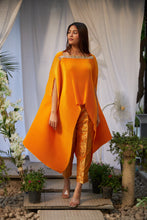 Load image into Gallery viewer, Divine Embroidered Cape with Brocade Pants - Yellow