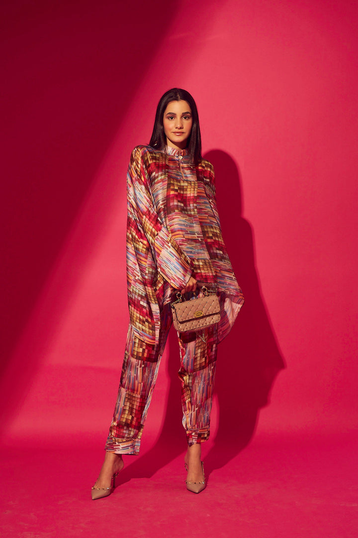 Kylie Kaftan Co-ord Set - Lavender Red