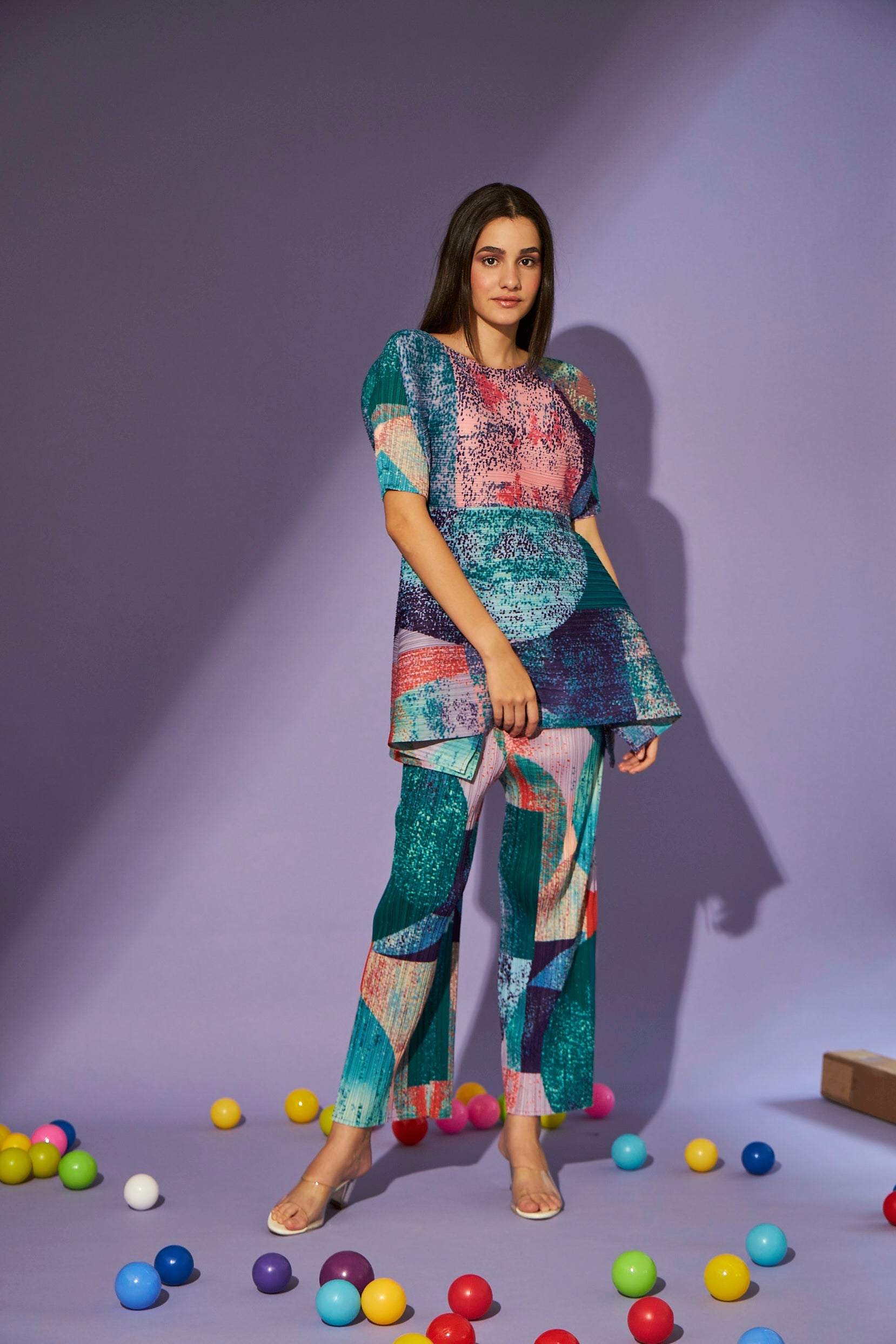Olivia Printed Cinched in Co-ord Set - Shades of Green