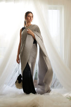 Load image into Gallery viewer, Classy Pleated Colorblock Gown Saree - Black Gown with Grey Drape