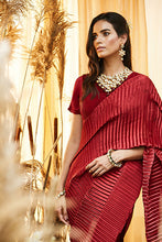 Load image into Gallery viewer, Classy Pleated Gown Saree - Carmine Maroon