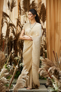 Classy Pleated Gown Saree - Nude