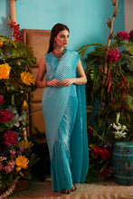 Load image into Gallery viewer, Classy Pleated Gown Saree - Turquoise