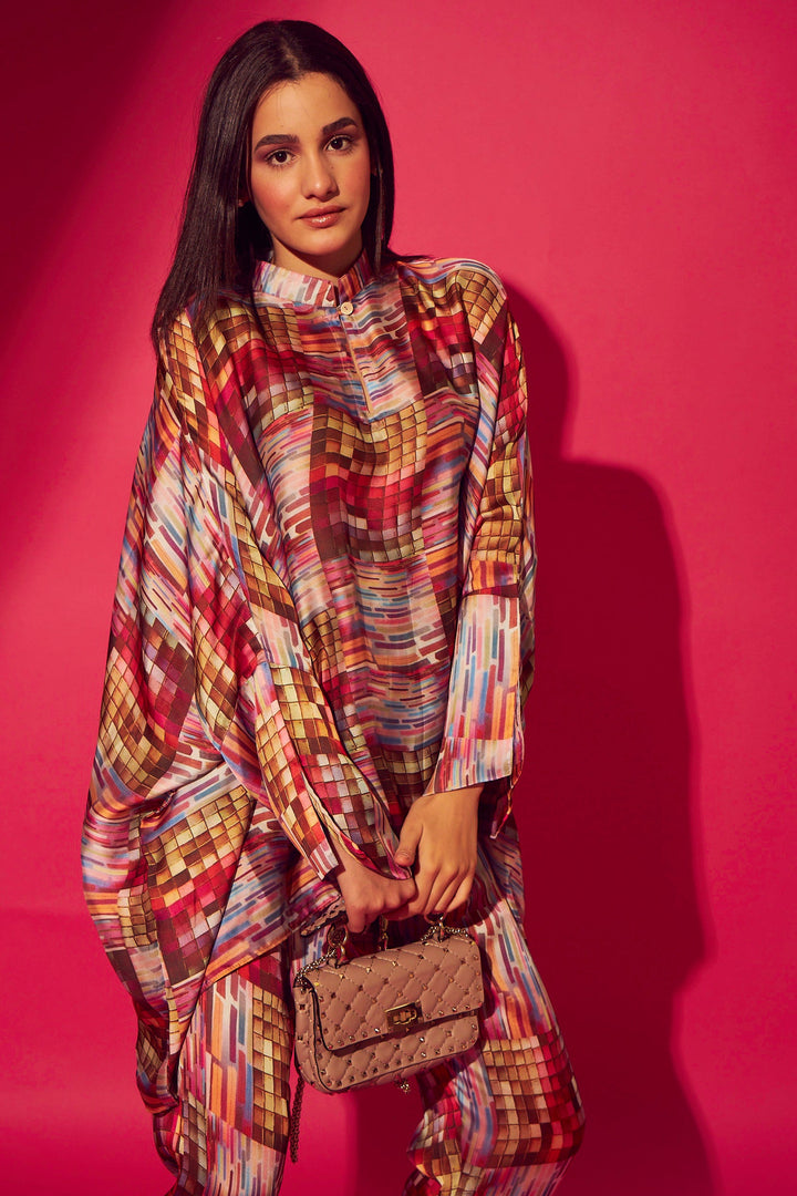 Kylie Kaftan Co-ord Set - Lavender Red