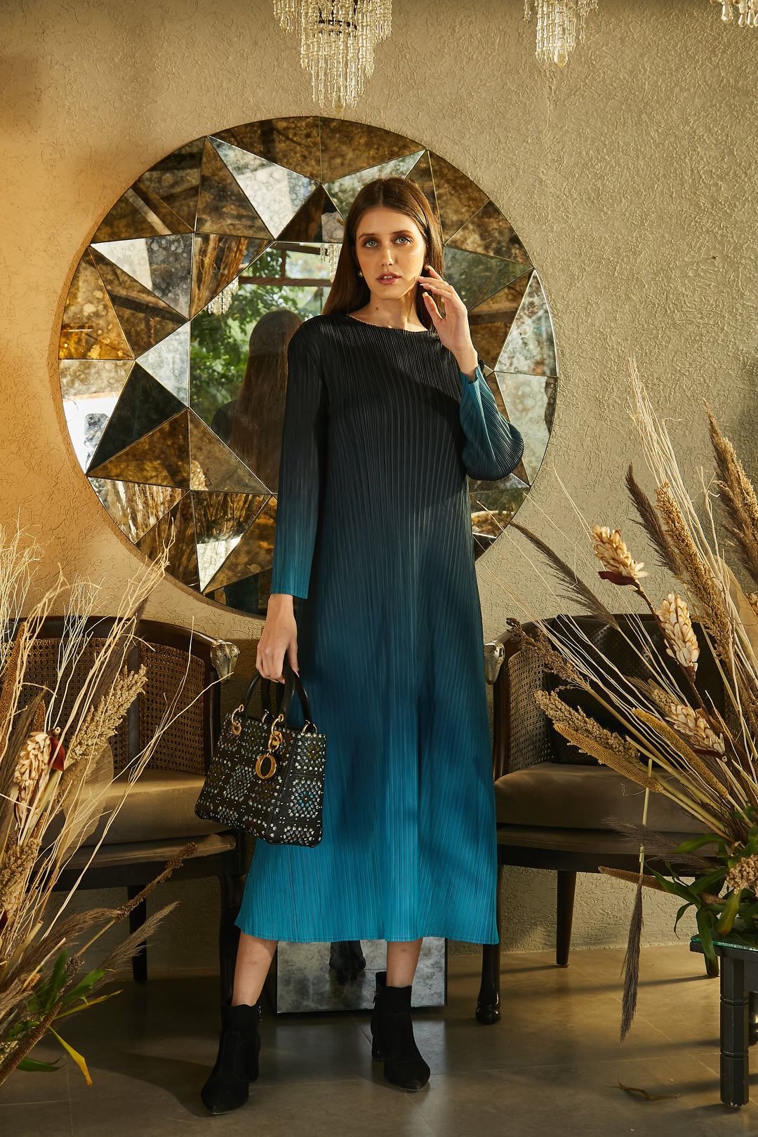 Radiant Rachel Ombre Flared Dress - Blue