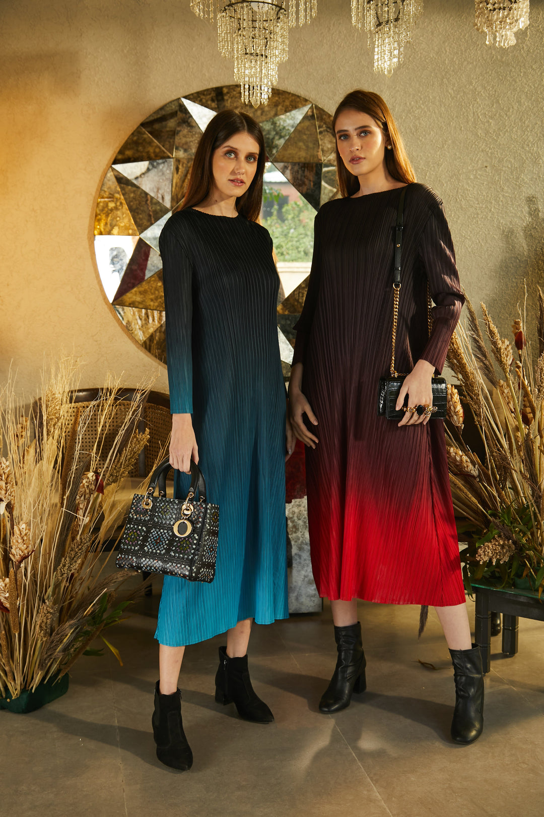 Radiant Rachel Ombre Flared Dress - Blue