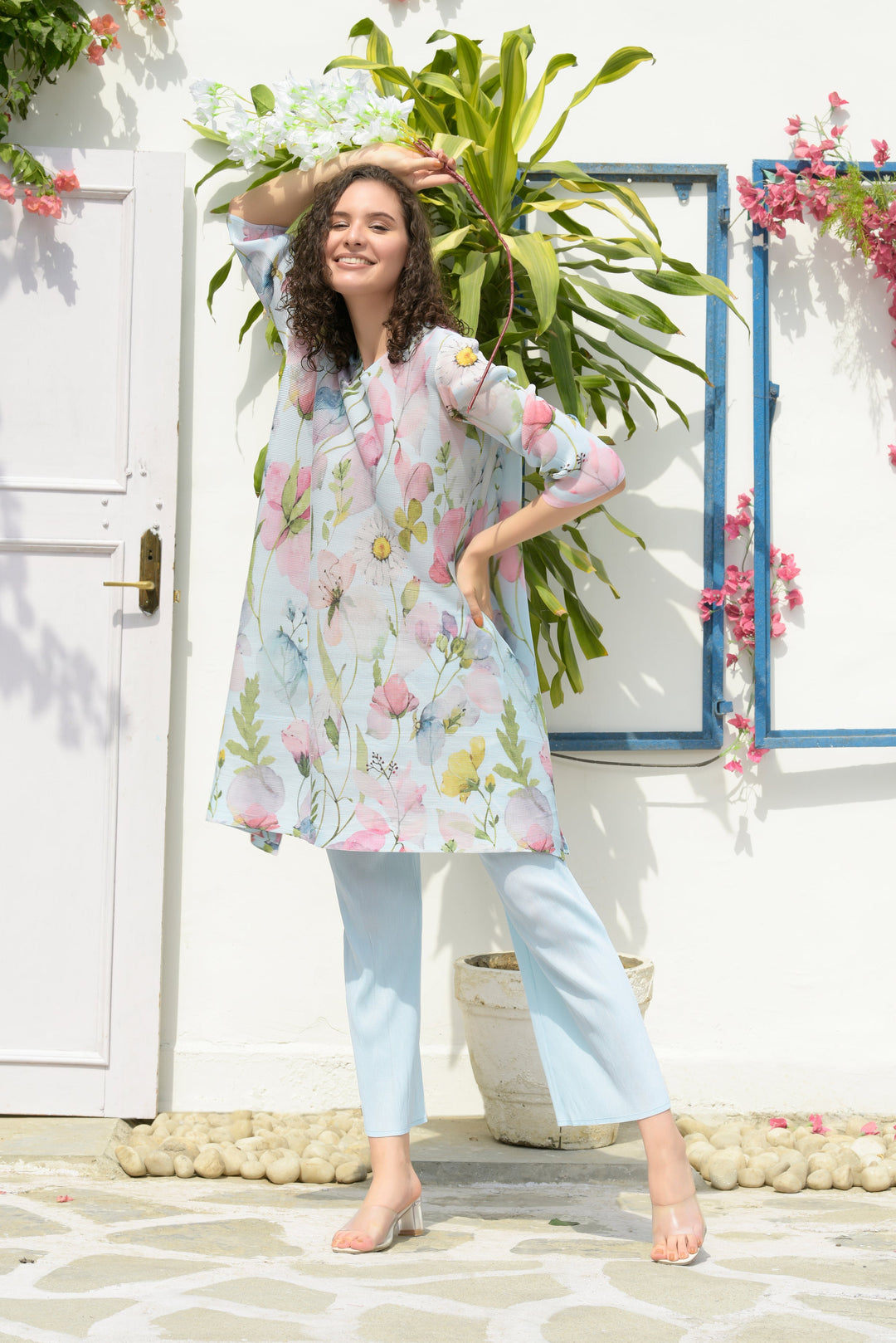 Laylon Lillies Floral Tunic Set - Powder Blue