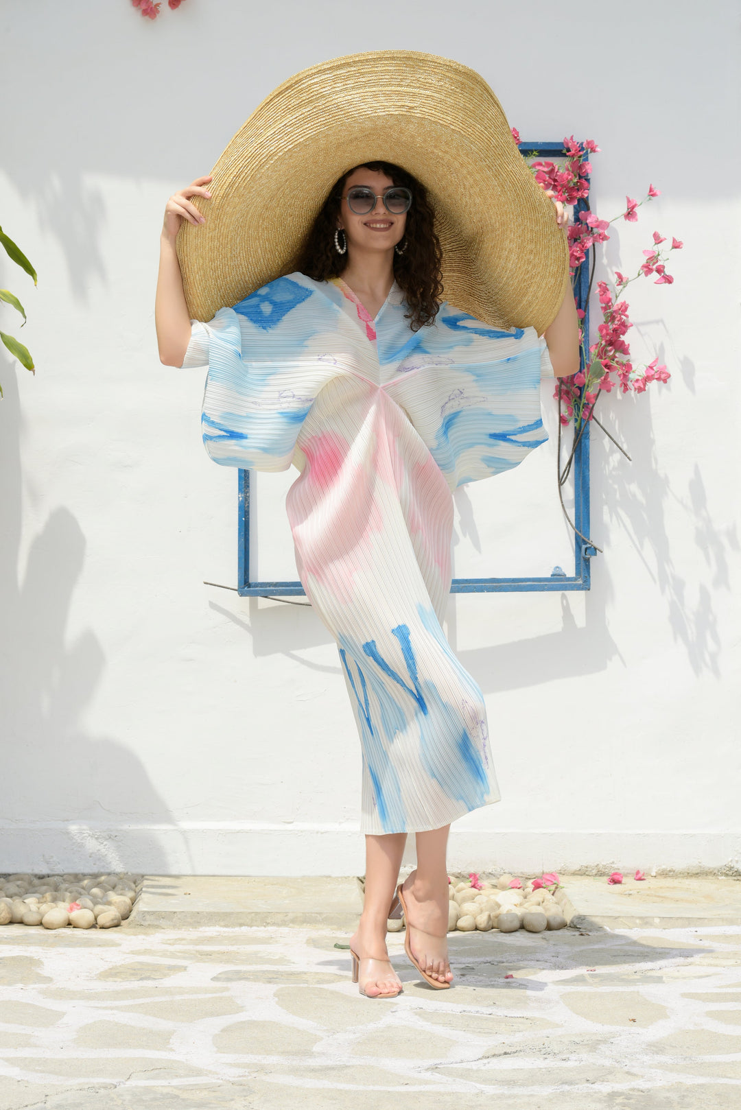 Kimono Kitsh Colour splash Dress - White