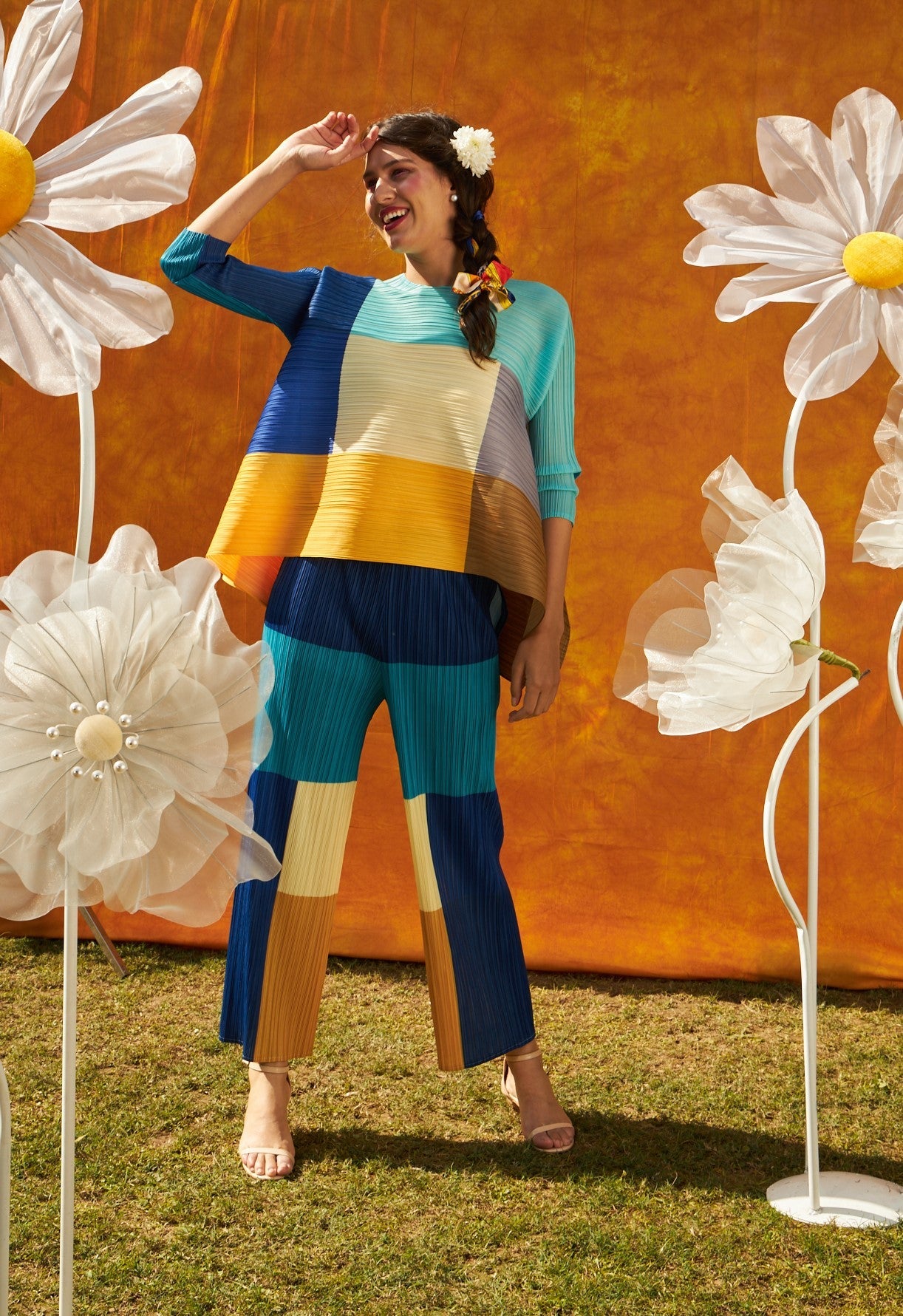 Kylie Kaftan Printed Co-ord set- Teal & Yellow