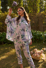 Load image into Gallery viewer, Sicily Satin Block Print Co-ord Set with Baloon Top - Green and Purple
