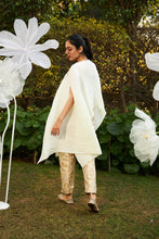 Load image into Gallery viewer, Divine Embroidered Cape with Brocade Pants - White