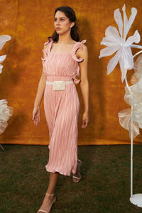 Valentina Ruffle Midi Dress - Peach