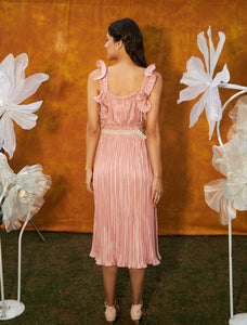 Valentina Ruffle Midi Dress - Peach