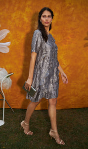 Fiona Fish Bait Dress Pleated Dress - Grey