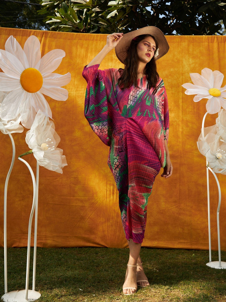 Kristen Kimono Kitsch Printed Dress - Magenta