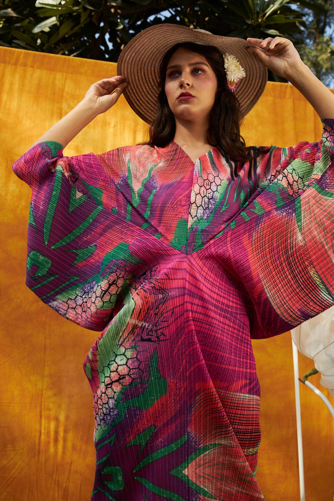 Kristen Kimono Kitsch Printed Dress - Magenta