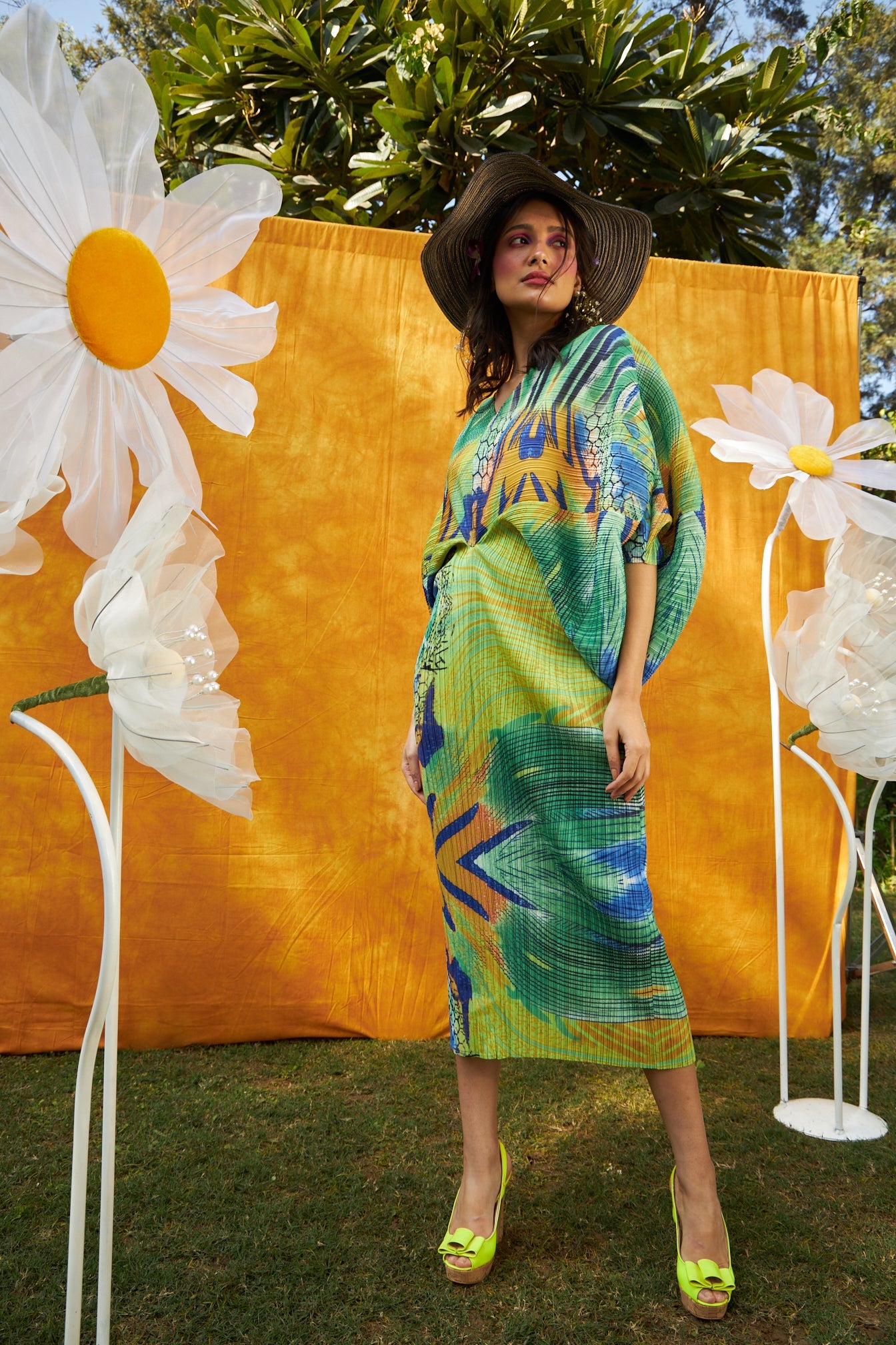 Kristen Kimono Kitsch Printed Dress - Fern