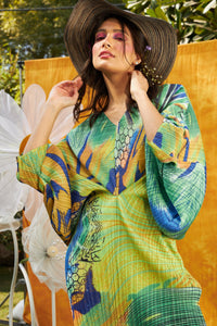 Kristen Kimono Kitsch Printed Dress - Fern