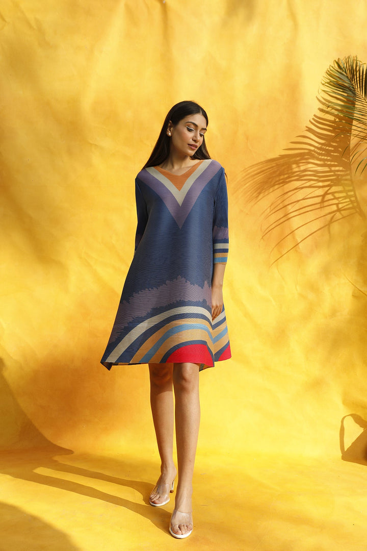 Alissa Abstract Dress - Blue Wave