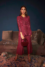 Load image into Gallery viewer, Milan Metallic Blair Pleated Co-ord Set - Wine
