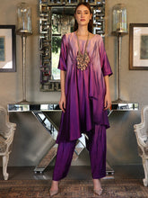 Load image into Gallery viewer, Siciley Satin Silk Cinched In Dress with Ombré Pleated Pants - Orchid