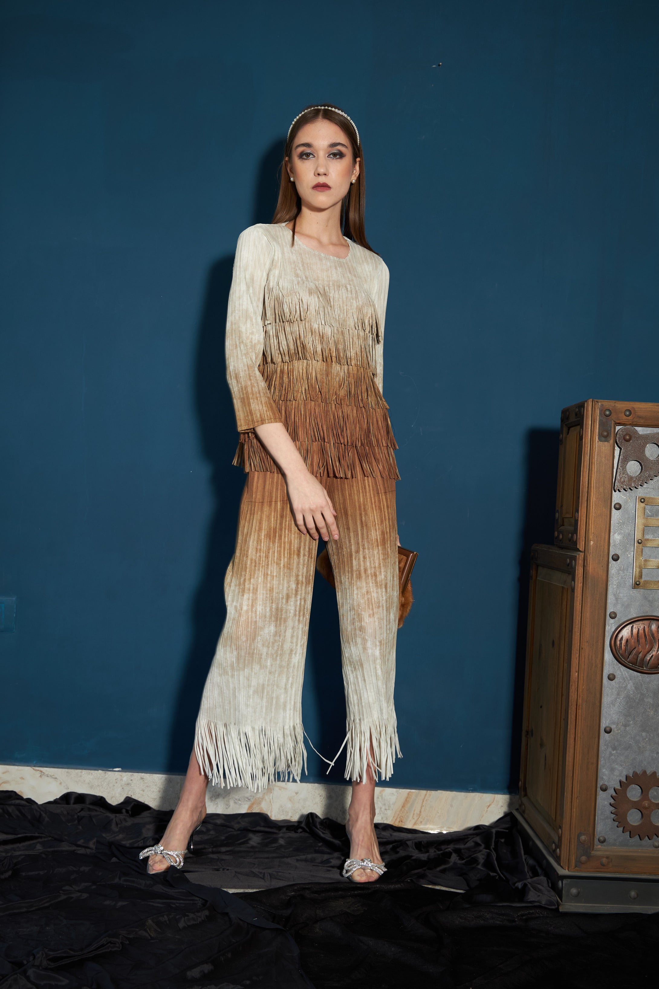 Oaklynn Ombre Fringe Co-ord Set - White Quartz