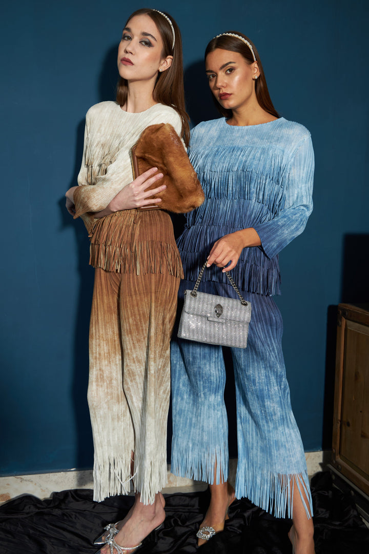 Oaklynn Ombre Fringe Co-ord Set - White Quartz