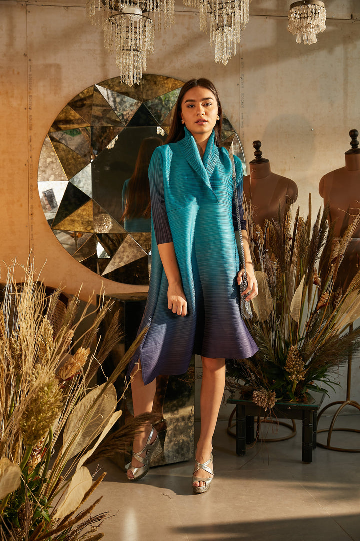 Radiant Rachel Ombre Flared Dress - Blue