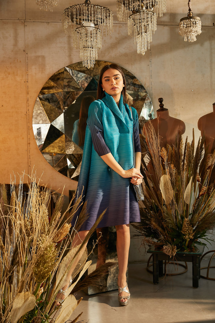 Radiant Rachel Ombre Flared Dress - Blue