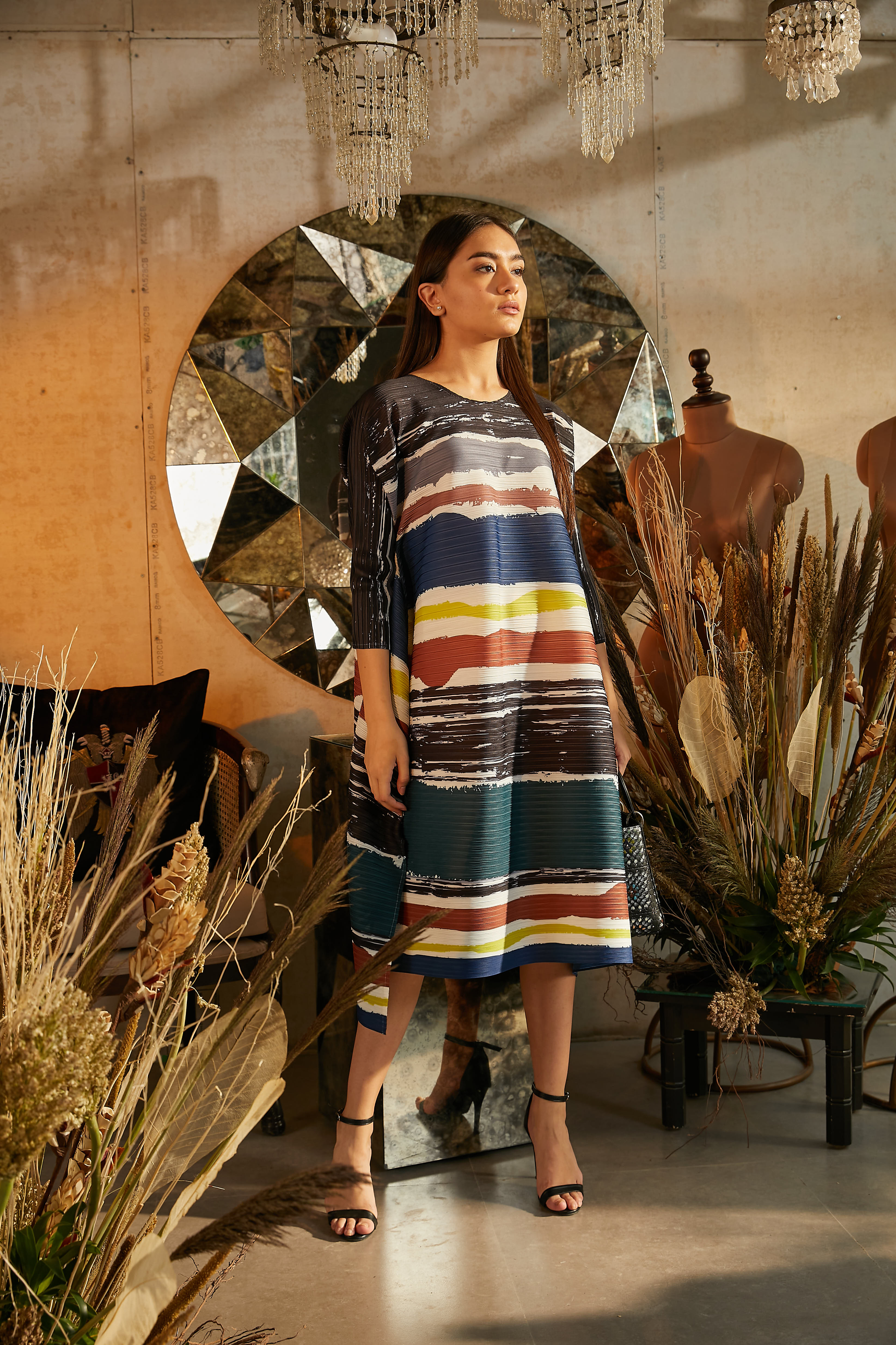 Efflorescence Stripe Dress - Azure