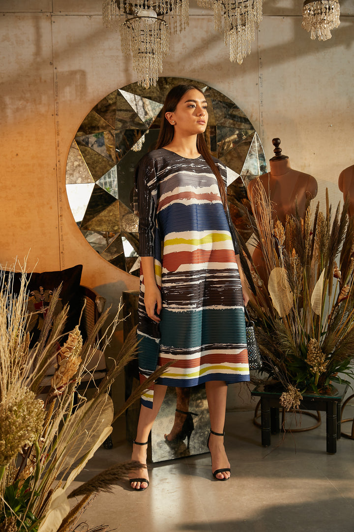 Efflorescence Stripe Dress - Azure