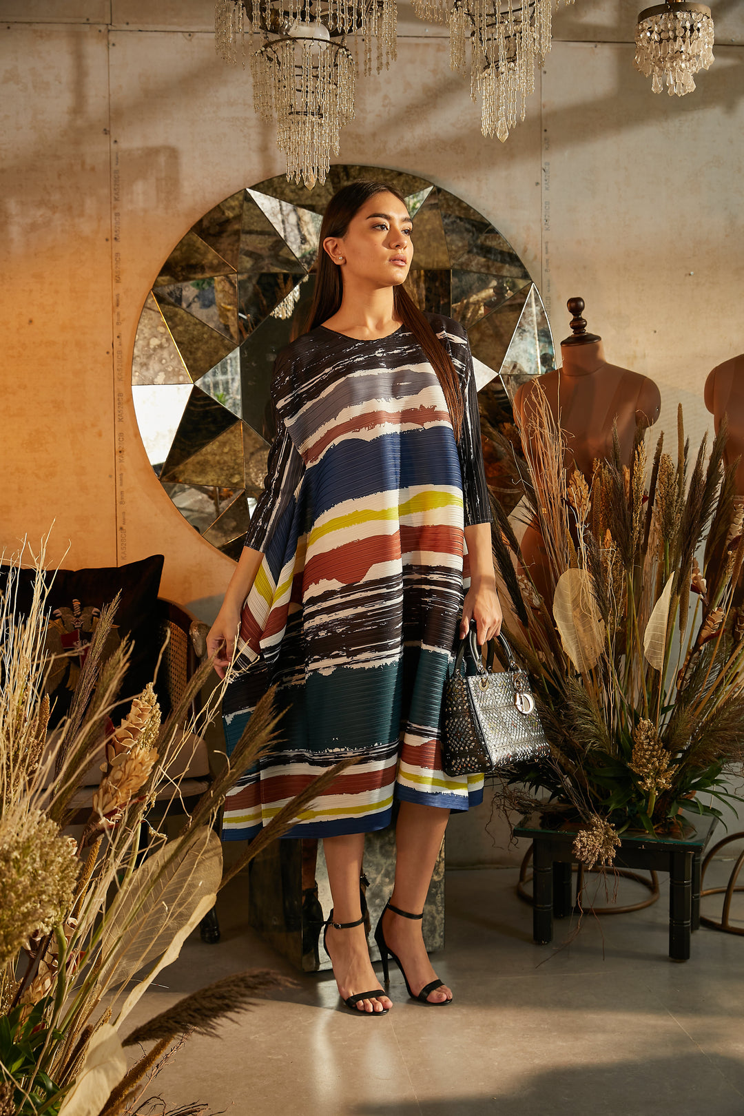 Efflorescence Stripe Dress - Azure