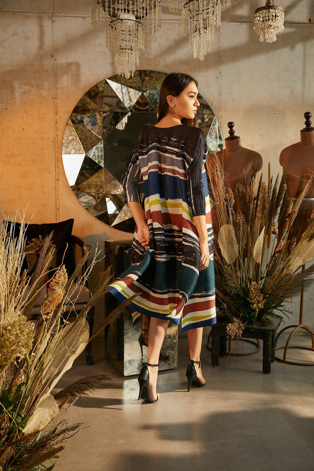 Efflorescence Stripe Dress - Azure