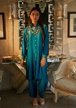 Load image into Gallery viewer, Siciley Satin Cinched - in Tunic With Ombre Pleated Pants - Tiffany Blue