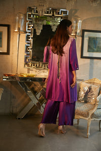 Siciley Satin Cinched - in Tunic With Ombre Pleated Pants - Orchid