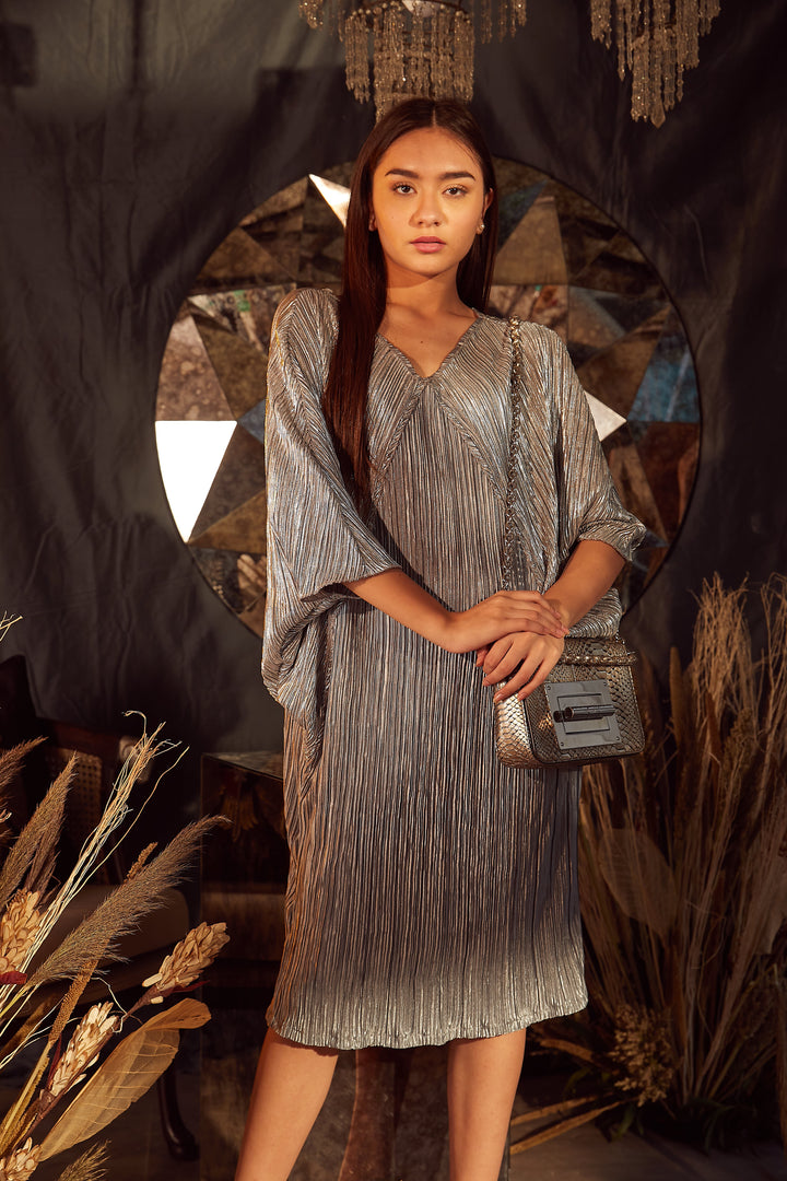 Paris Charm Dress- Metallic Grey