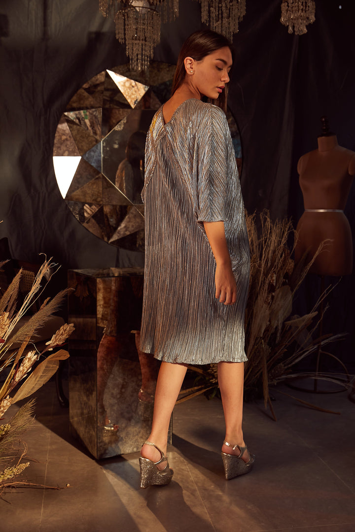 Paris Charm Dress- Metallic Grey