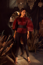 Load image into Gallery viewer, Ritzy Kaftan Top With Lace Belt- Maroon