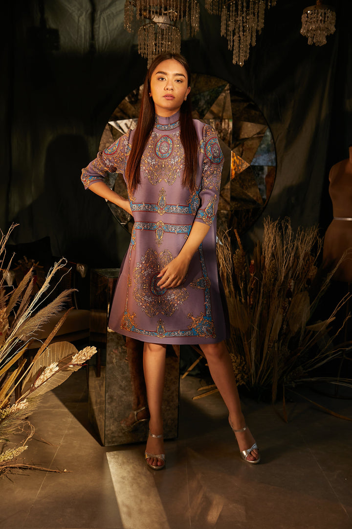 Medusa Renaissance Print Dress - Lavender