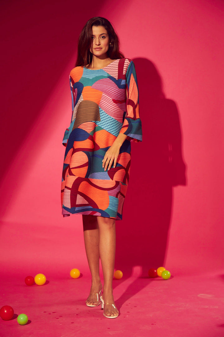 Designer Pleated Absttract Print dress for women online at tasuvure 