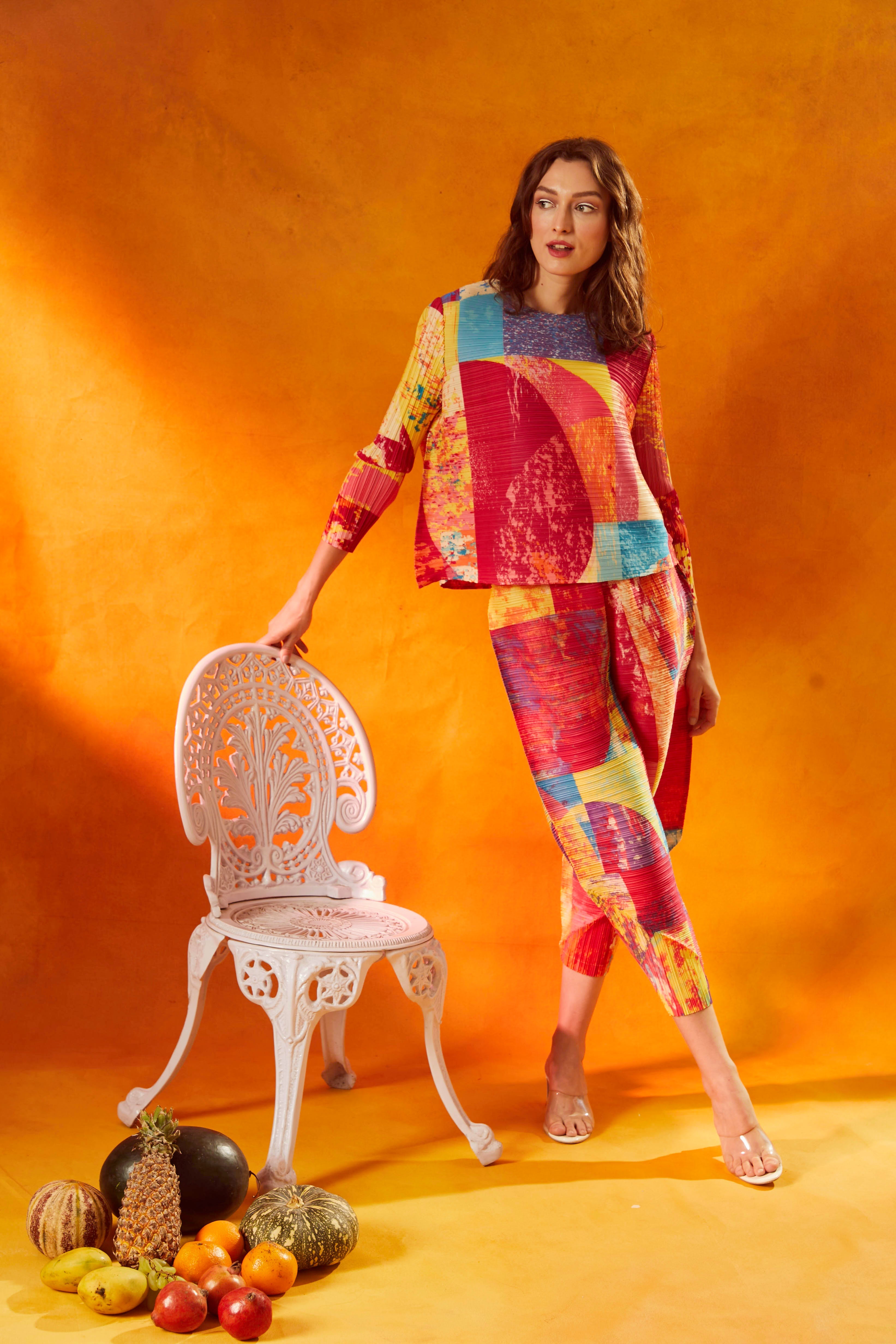 Stria Stripe Co-ord with Boho Pants - Hot Pink