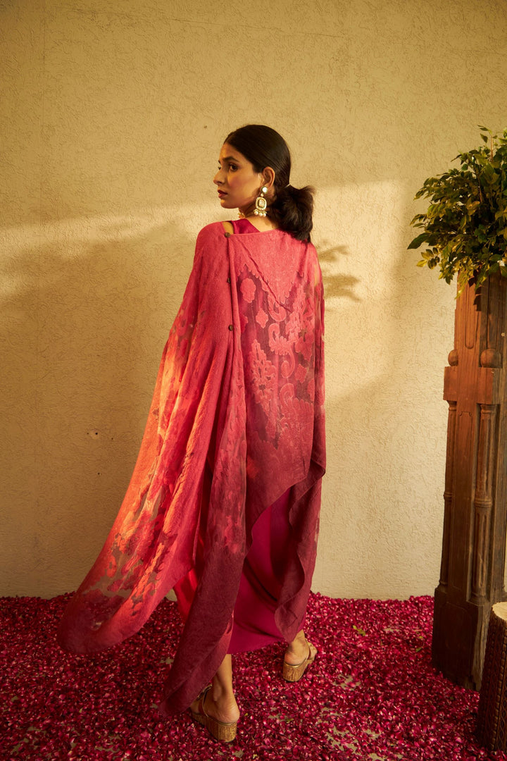 Slip Easy with Cape - Maroon Red