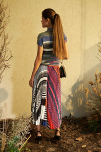Aster Accordian Top With Printed Plisse Skirt - ColourBlock