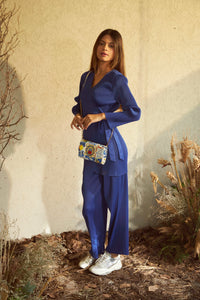 Whitney Wrap Around Solid Co-ord Set - Blue